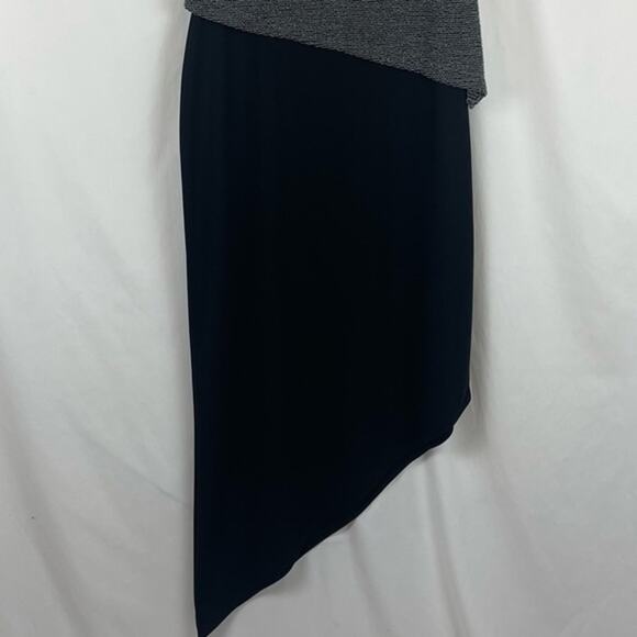 Vintage Arianna Rachel Kaye Black Silver Party Asymmetrical Midi Dress Size 12 - Picture 4 of 12